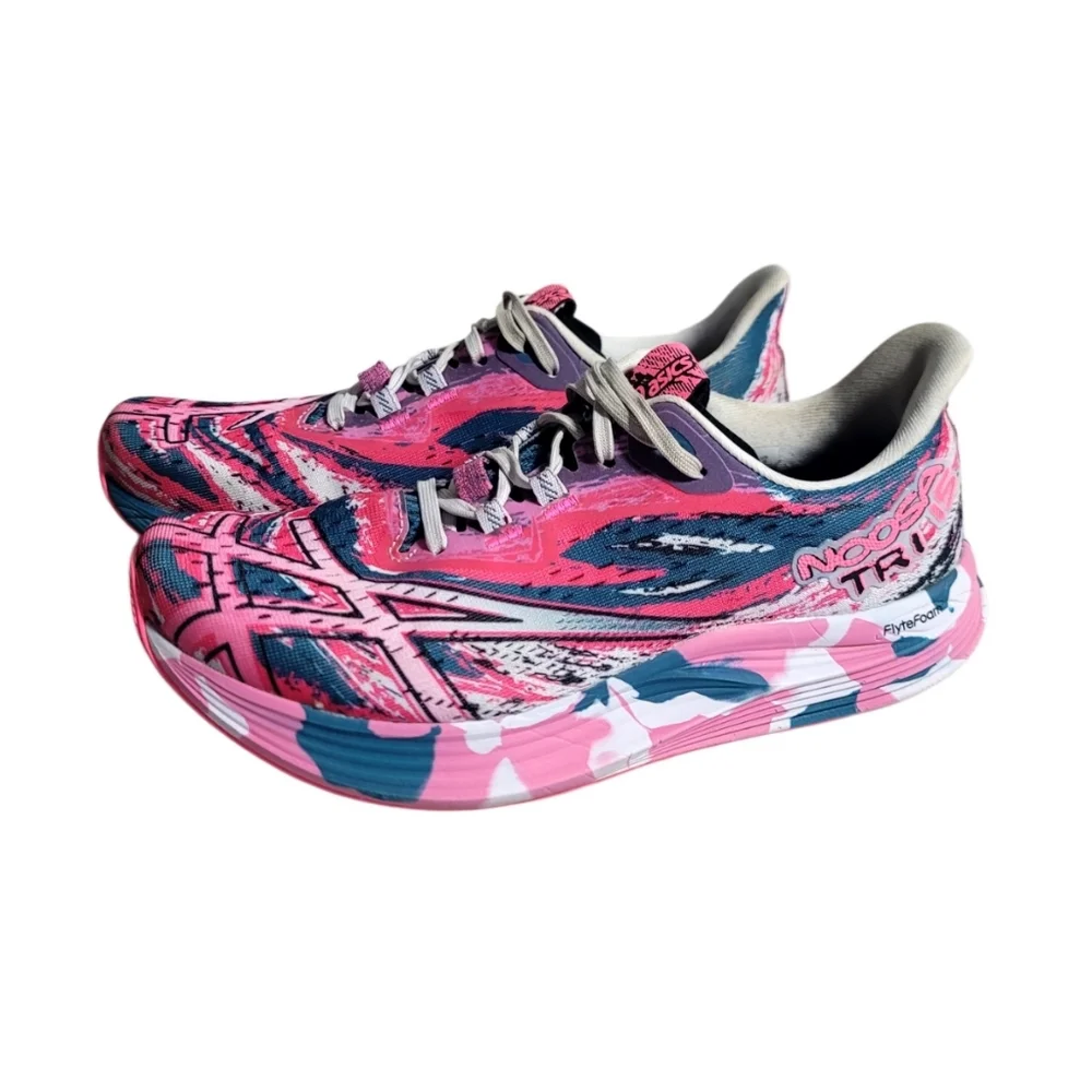 Asics Pink Blue White Racing Running Shoes
